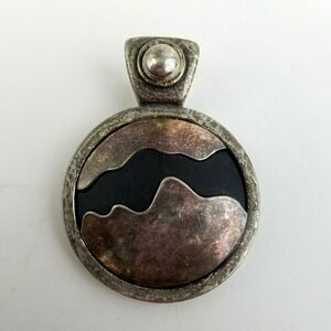 CHICO'S Silver Black Modern Rustic Brutalist Style Primitive Design Pendant